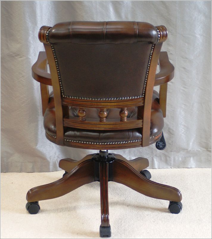 9045 Viscount Chair in Oak and Brown Leather (3)